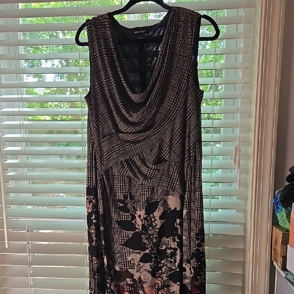 Nine West Black Sequin Maxi Dress with Cowl Neck